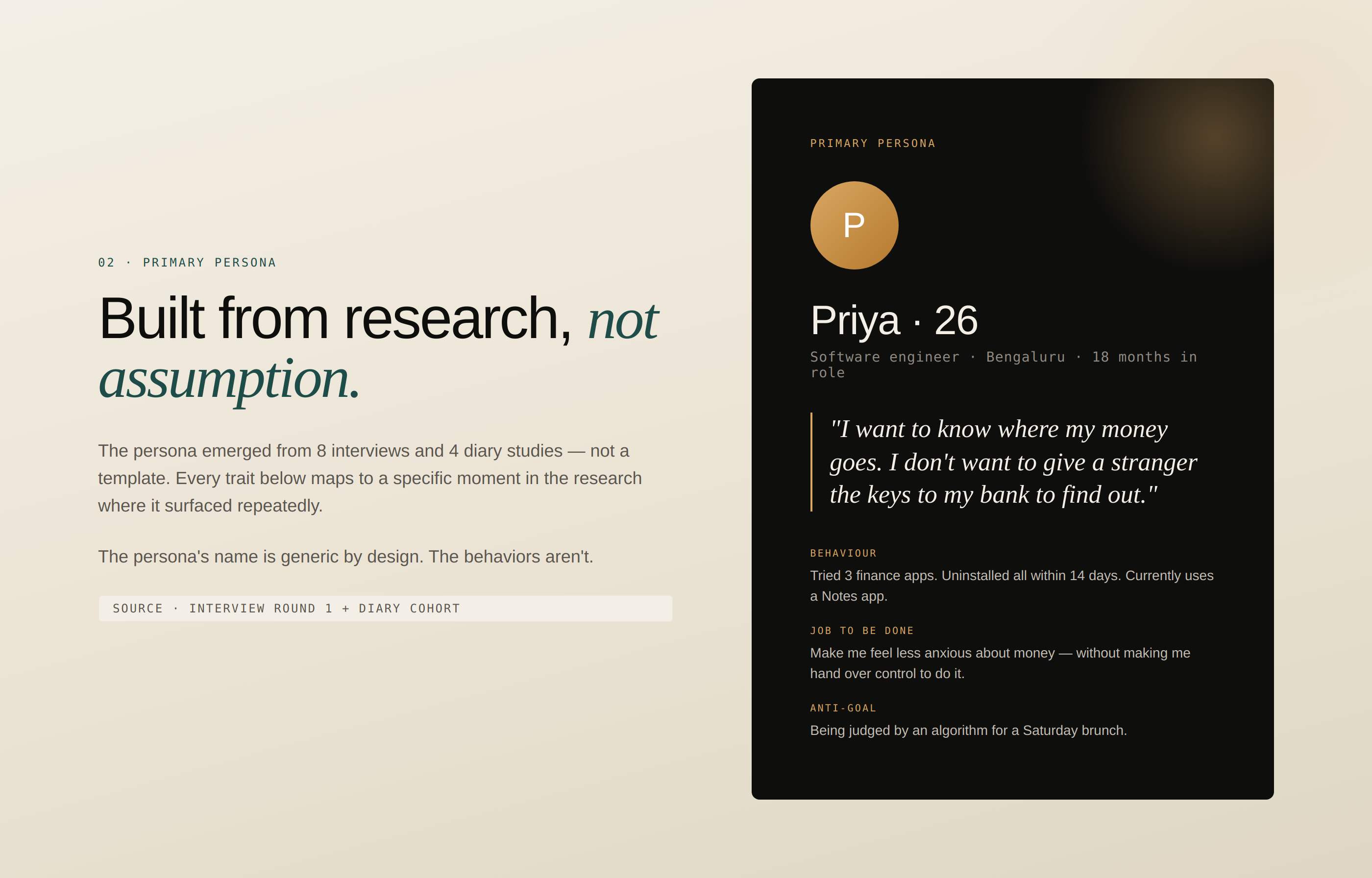 Primary Persona &mdash; Priya, 26, Software Engineer, Bengaluru