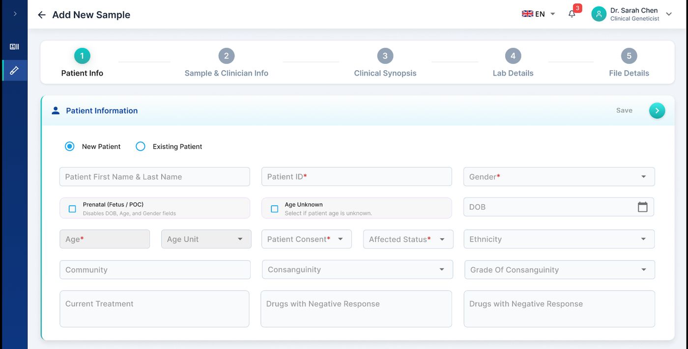 V2 — Add New Sample Wizard