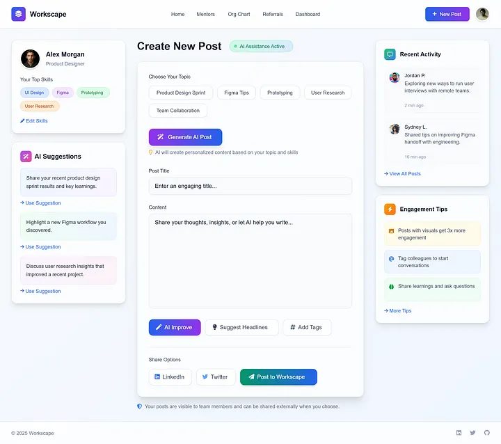 Create Post Option B &mdash; TalentHub